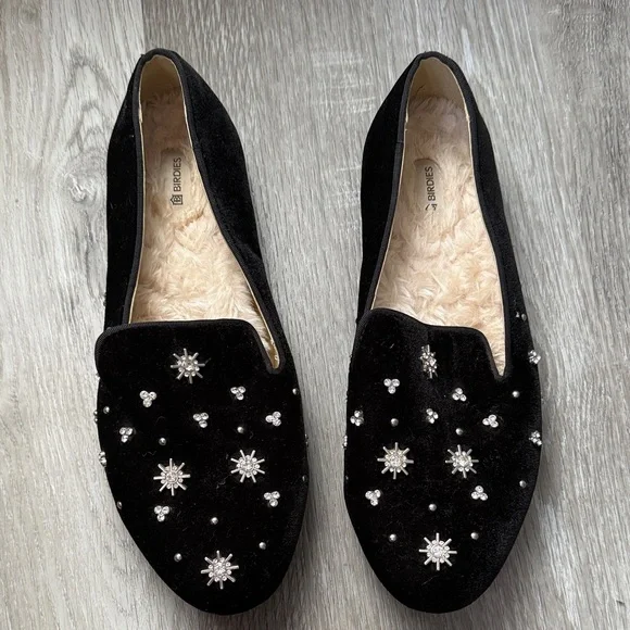 Birdies Black Loafers Rhinestones Gems Shoes Flats Size 9 - Picture 2 of 13